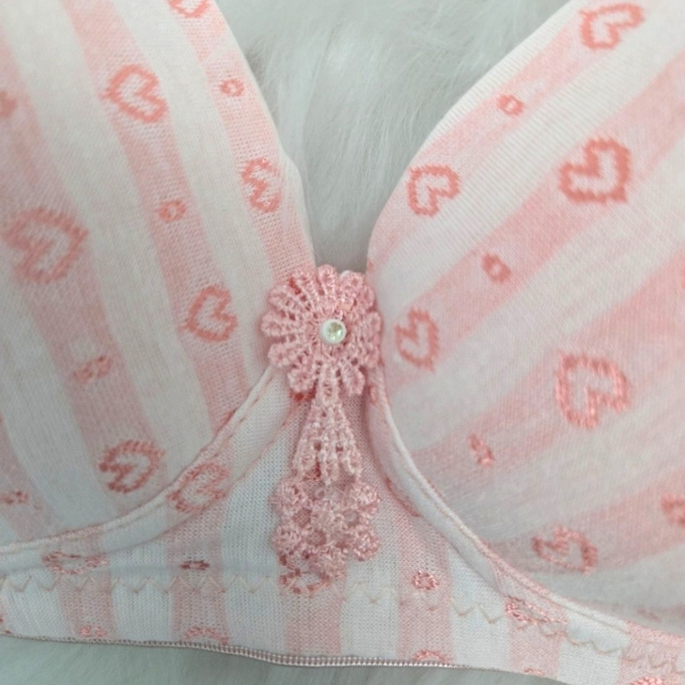 Pink Heart Floral Rhinestone Embellished Push Up Bra Size Medium 34C 36A… - Picture 7 of 10